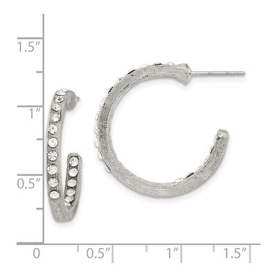 1928 Silver-tone Crystal In & Out Hoop Earrings – view 3