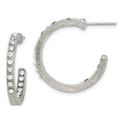 1928 Silver-tone Crystal In & Out Hoop Earrings