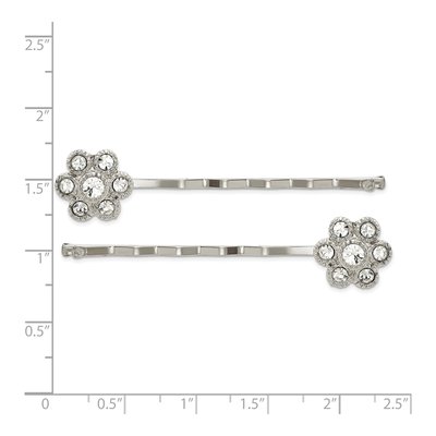 1928 Jewelry Silver-Tone Crystal Flower Hairpin Set – view 3