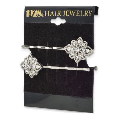 1928 Jewelry Silver-Tone Crystal Filigree Hairpins Set – view 4