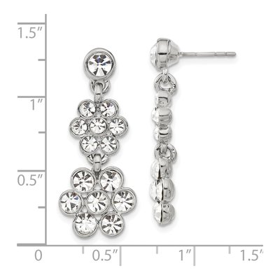 1928 Silver-tone Crystal Flower Dangle Earrings – view 3