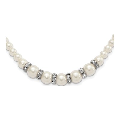 1928 Silver-Tone Crystal & Simulated Pearl Necklace, 15in