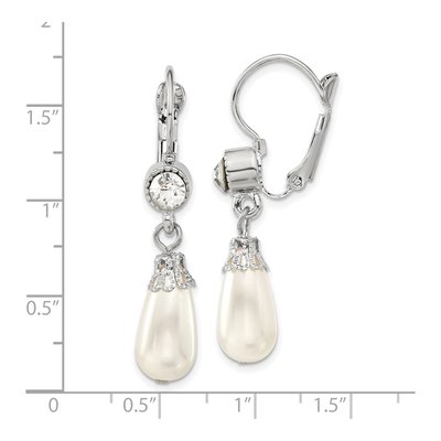 1928 Silver-Tone Crystal & Simulated Pearl Dangle Earrings – view 3