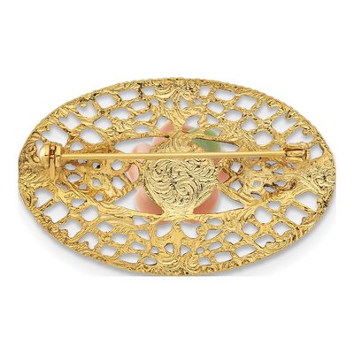 1928 Jewelry Gold-tone Filigree Rose Brooch – view 4