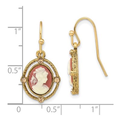1928 Gold-Tone Ivory Cameo Dangle Earrings – view 3