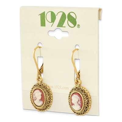 1928 Jewelry Gold-Tone Cameo Filigree Leverback Earrings – view 4