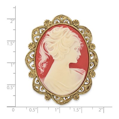 1928 Jewelry Gold-tone Cameo Filigree Brooch Pin – view 3
