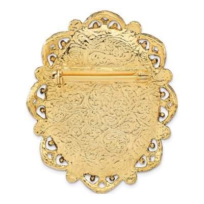 1928 Jewelry Gold-tone Cameo Filigree Brooch Pin – view 4