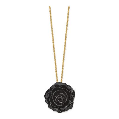 Real Rose Pendant Necklace, 18" Gold-tone Chain – view 2
