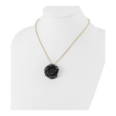 Real Rose Pendant Necklace, 18" Gold-tone Chain – view 4