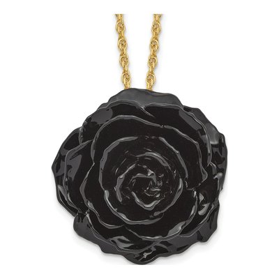 Real Rose Pendant Necklace, 18" Gold-tone Chain