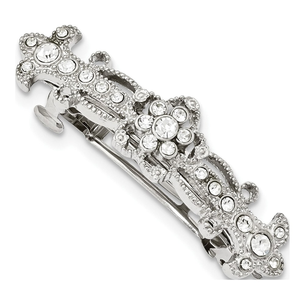 1928 Jewelry Silver-Tone Crystal Hair Barrette