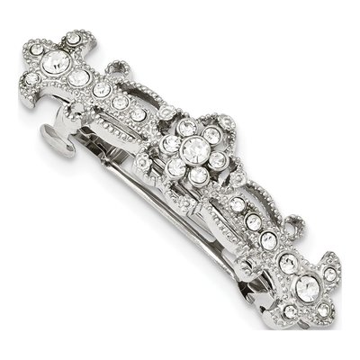 1928 Jewelry Silver-Tone Crystal Hair Barrette