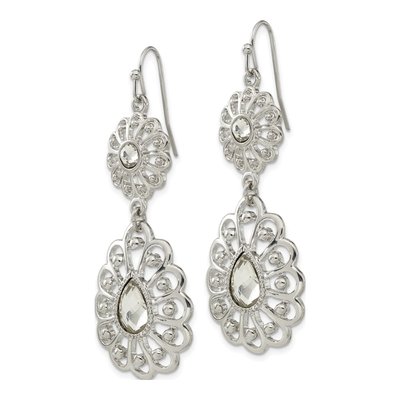 1928 Silver-Tone Crystal Dangle Earrings – view 2