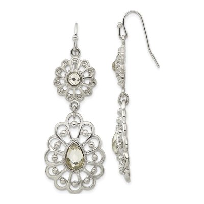 1928 Silver-Tone Crystal Dangle Earrings