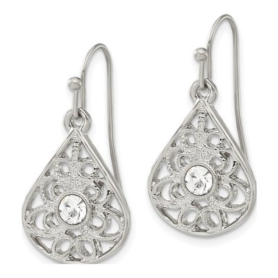 Fashion 1928 Silver-Tone Crystal Dangle Shepherds Hook Earrings – view 2