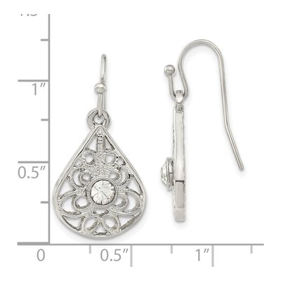 Fashion 1928 Silver-Tone Crystal Dangle Shepherds Hook Earrings – view 3