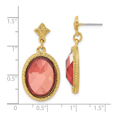 1928 Gold-tone Pink Acrylic Dangle Earrings – view 3