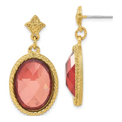 1928 Gold-tone Pink Acrylic Dangle Earrings