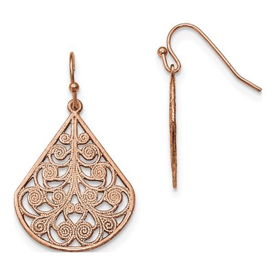 1928 Jewelry Copper-Tone Filigree Pear Earrings
