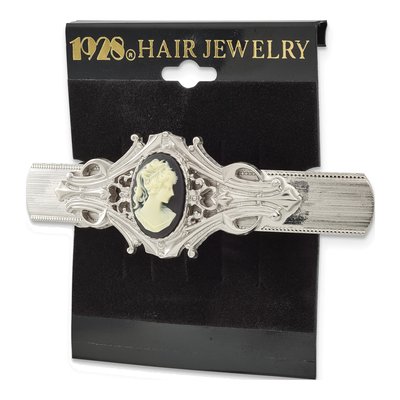 1928 Jewelry Silver-Tone Cameo Hair Barrette – view 4