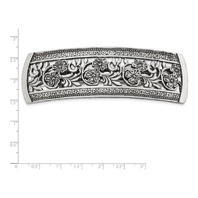 1928 Jewelry Silver-Tone Ornate Floral Barrette – view 3