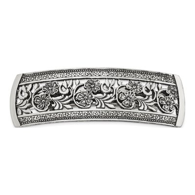 1928 Jewelry Silver-Tone Ornate Floral Barrette