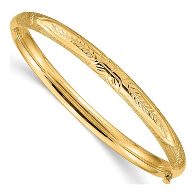 14K Yellow Gold Florentine Hinged Baby Bangle Bracelet