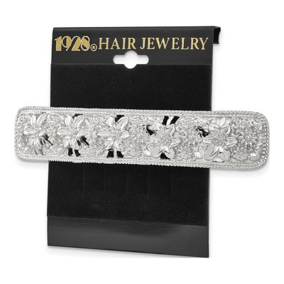 1928 Jewelry Silver-Tone Floral Hair Barrette – view 4