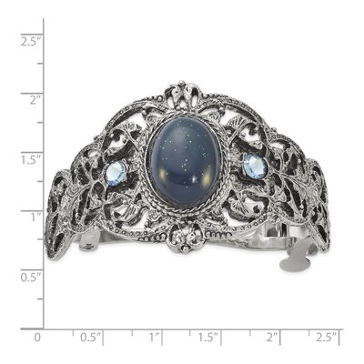1928 Jewelry Silver-Tone Filigree Blue Crystal Ponytail – view 3