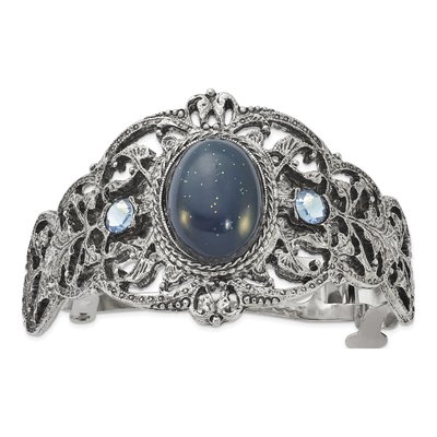 1928 Jewelry Silver-Tone Filigree Blue Crystal Ponytail