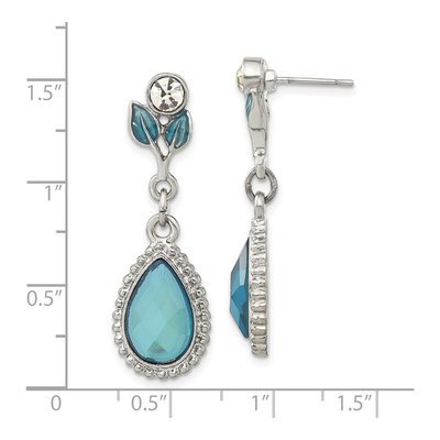 1928 Silver-Tone Crystal & Blue Enamel Dangle Earrings – view 3