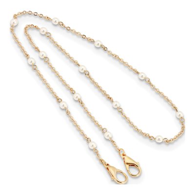 1928 Gold-Tone 22in Simulated Pearl Face Mask Holder Chain – view 2
