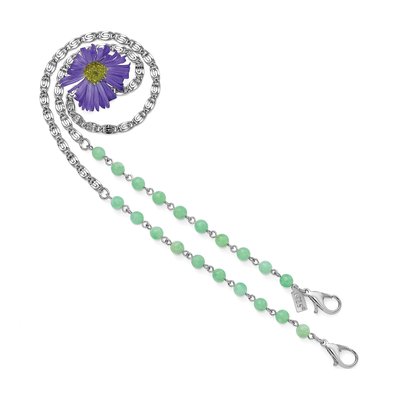 1928 Silver-Tone 22in Green Bead Mask Holder – view 3