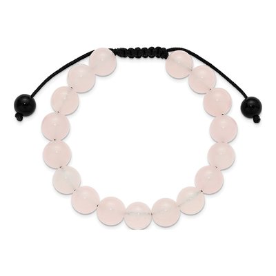 Rose Quartz & Onyx Bead Bolo Bracelet, Adjustable – view 2