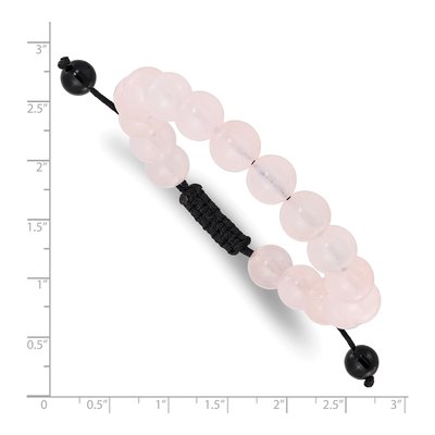 Rose Quartz & Onyx Bead Bolo Bracelet, Adjustable – view 3