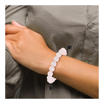 Rose Quartz & Onyx Bead Bolo Bracelet, Adjustable – view 4