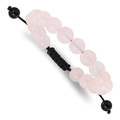Rose Quartz & Onyx Bead Bolo Bracelet, Adjustable