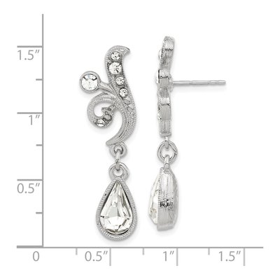 1928 Silver-tone Crystal Teardrop Dangle Earrings – view 3