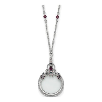 1928 Jewelry Pewter-tone Magnifying Glass Necklace