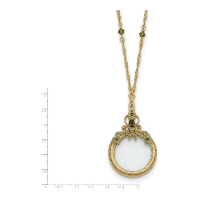 1928 Brass-tone Crystal Magnifying Glass 30in Necklace – view 3