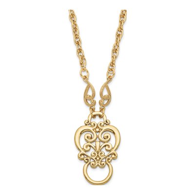 1928 Gold-tone Filigree Scroll Eyeglass Holder Necklace