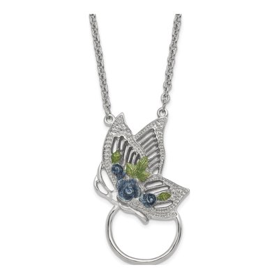 1928 Silver-Tone Butterfly Eyeglass Holder Necklace
