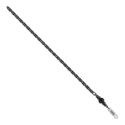 1928 Black Crystal Eyeglass Holder Necklace, 30in – view 2