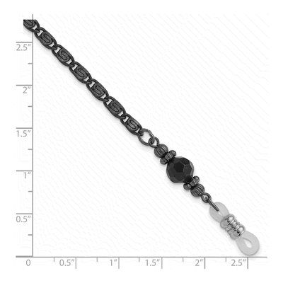 1928 Black Crystal Eyeglass Holder Necklace, 30in – view 3