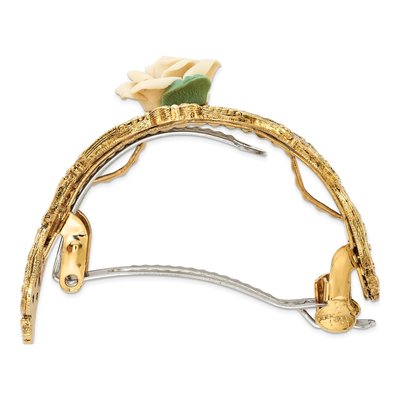 1928 Jewelry Gold-Tone Porcelain Rose Ponytail Holder – view 2