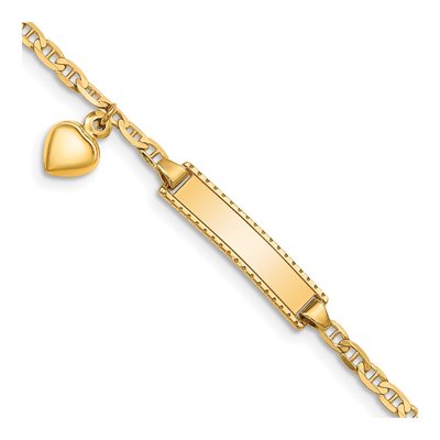 14K Yellow Gold Heart for Baby Child ID Bracelet