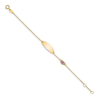 14K Yellow Gold Purple Enamel Butterfly Baby ID Bracelet – view 2