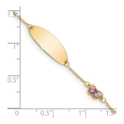 14K Yellow Gold Purple Enamel Butterfly Baby ID Bracelet – view 3
