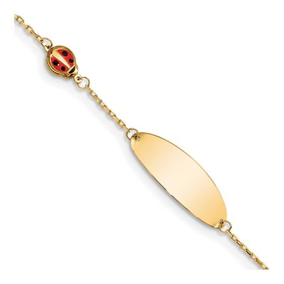 14K Yellow Gold Ladybug for Baby Child ID Bracelet